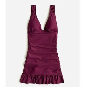 Ruched V-neck swim dress